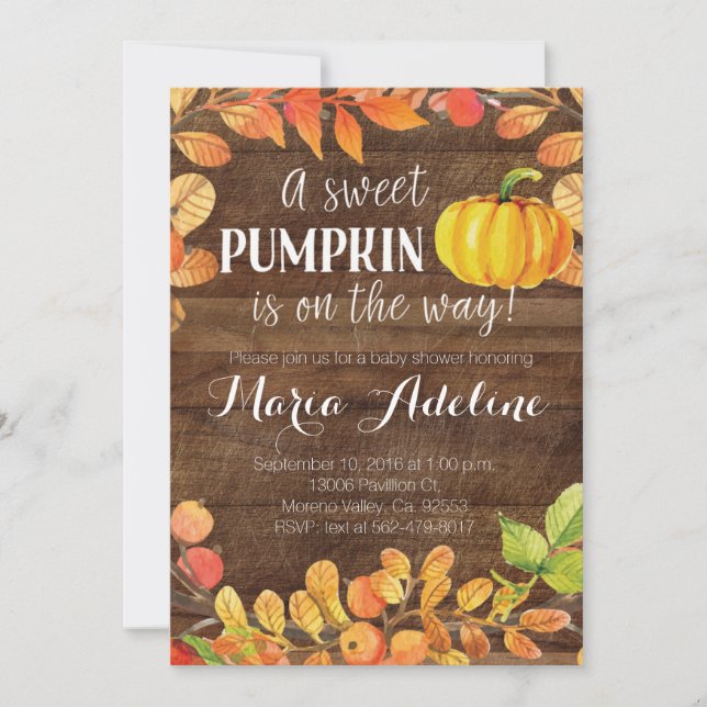 Fall Pumpkin Baby Shower Invitation (Front)