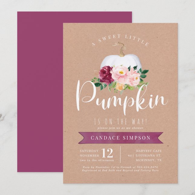 Fall Pumpkin Baby Shower Invitation (Front/Back)