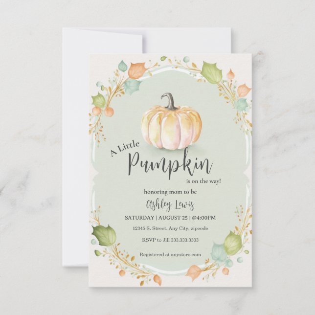 Fall Pumpkin Baby shower invitation  (Front)