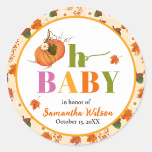 Fall Pumpkin Baby Shower Invitation Classic Round Sticker
