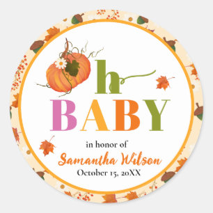 Fall Pumpkin Baby Shower Invitation Classic Round Sticker