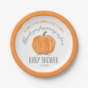 Fall Pumpkin   Baby Shower Paper Plate
