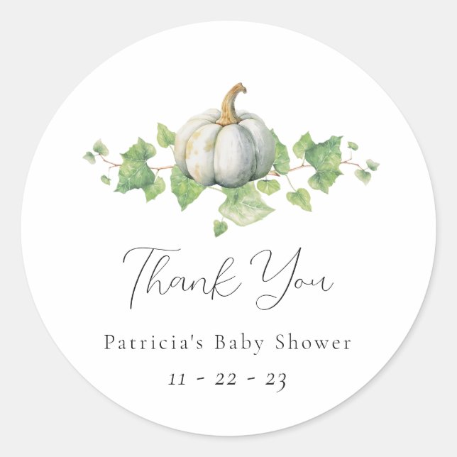 Fall Pumpkin Baby Shower Party Decor Stickers (Front)