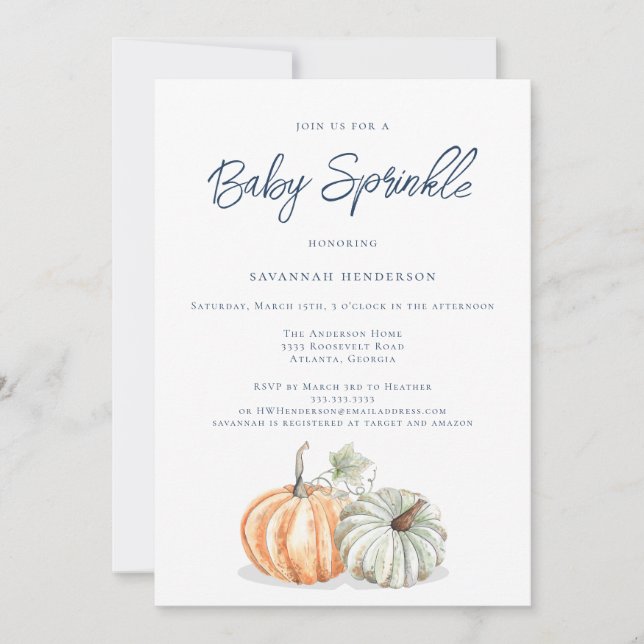 Fall Pumpkin Baby Shower Sprinkle Invitation (Front)