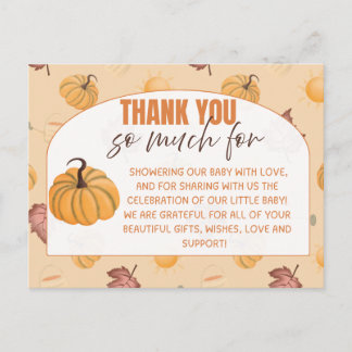 Fall Pumpkin Baby Shower Thank You Card