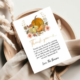 Fall pumpkin baby shower  thank you card