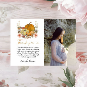 Fall pumpkin baby shower thank you card