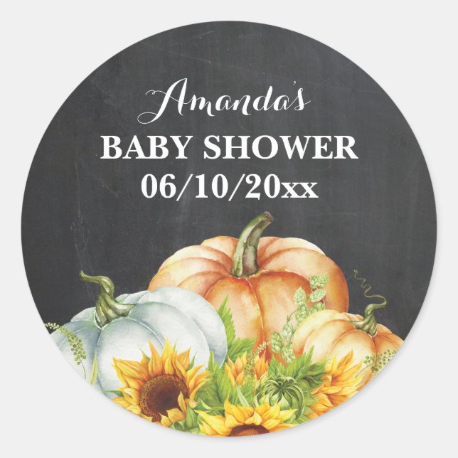 Fall Pumpkin Baby Shower Thank You Classic Round Sticker (Front)