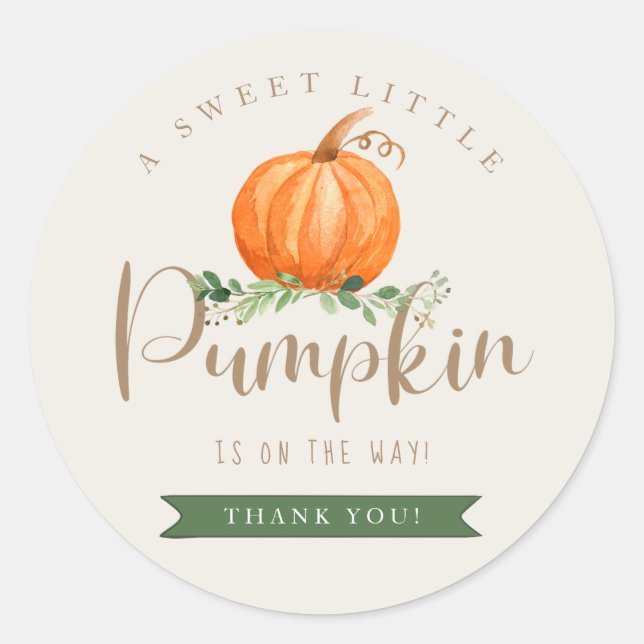 Fall  Pumpkin Baby Shower Thank You Sticker (Front)