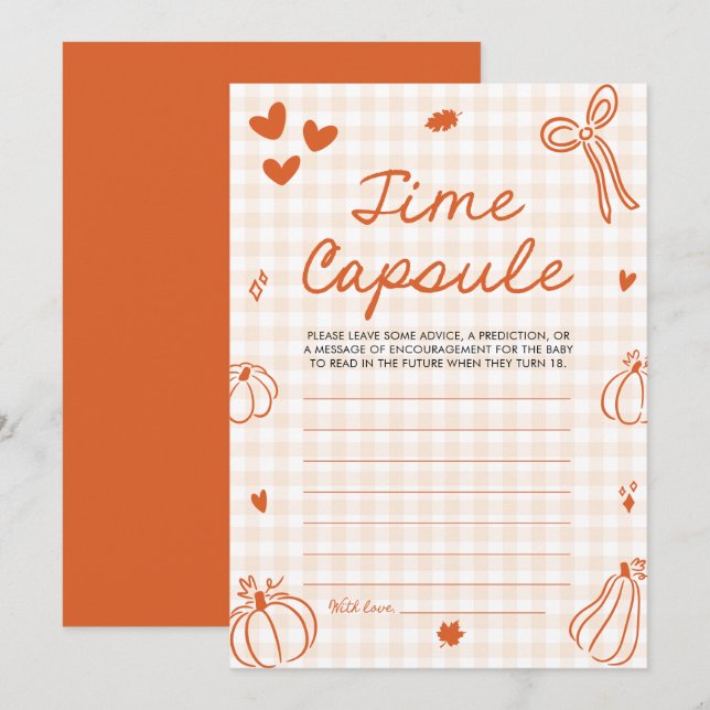 Fall Pumpkin Baby Shower Time Capsule Game Invitation (Front/Back)