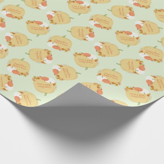 Fall Pumpkin Baby Shower Wrapping Paper (Corner)