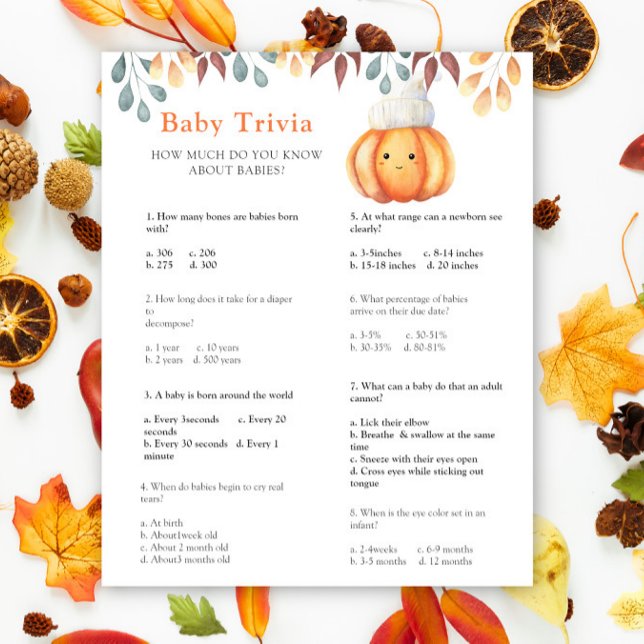 Fall pumpkin - Baby Trivia | Baby Shower Game (Creator Uploaded)