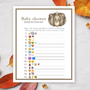 Fall Pumpkin Bear - baby shower emoji pictionary