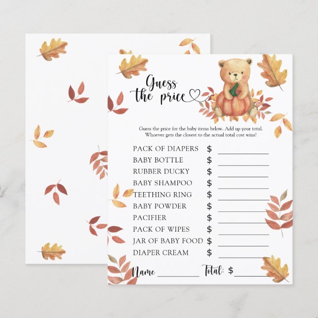Fall pumpkin bear - Guess the price! Game (Front/Back)