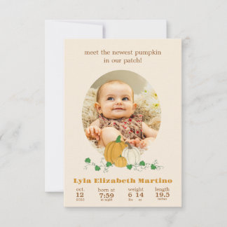 Fall Pumpkin Birth Announcement