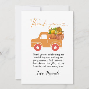 Fall pumpkin  birthday thank you card