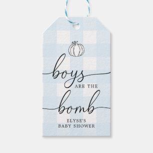 Fall Pumpkin Blue Gingham Bath Bomb Favour Tag