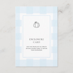 Fall Pumpkin Blue Gingham Enclosure Card
