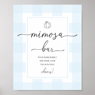 Fall Pumpkin Blue Gingham Mimosa Bar Sign