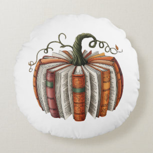 Fall Pumpkin Book Lover Booktok Halloween Round Cushion