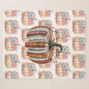 Fall Pumpkin Book Lover Booktok Halloween Sherpa Blanket