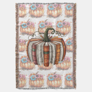 Fall Pumpkin Book Lover Booktok Halloween Throw Blanket