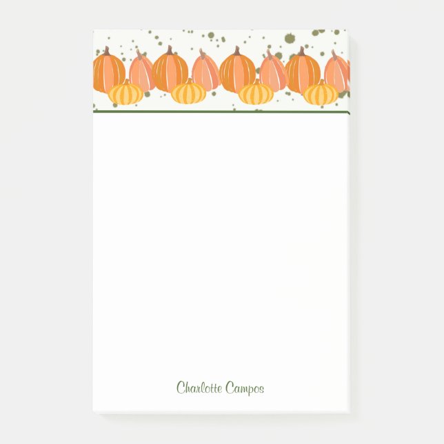 Fall Pumpkin Border Personalised  Post-it Notes (Front)