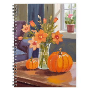 Fall Pumpkin Bouquet Orange Flowers Autumn Notebook