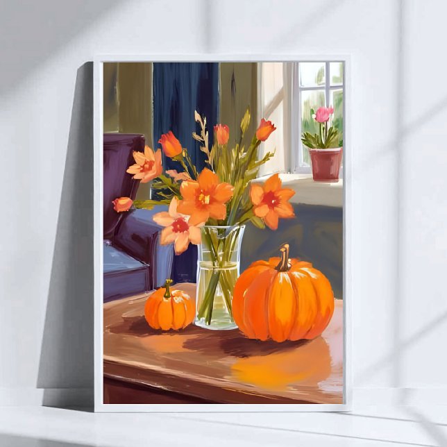 Fall Pumpkin Bouquet | Orange Flowers Autumn Poster (Creator Uploaded)