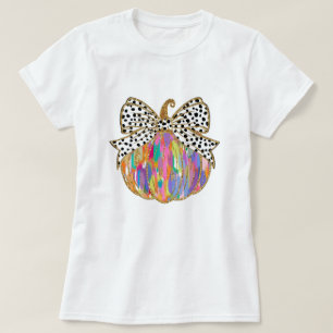 Fall Pumpkin Bow Glitter Women T-Shirt