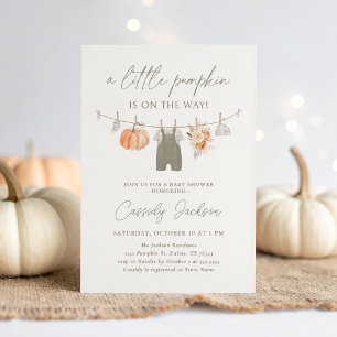Fall Pumpkin Boy Baby Clothes Baby Shower Invitation