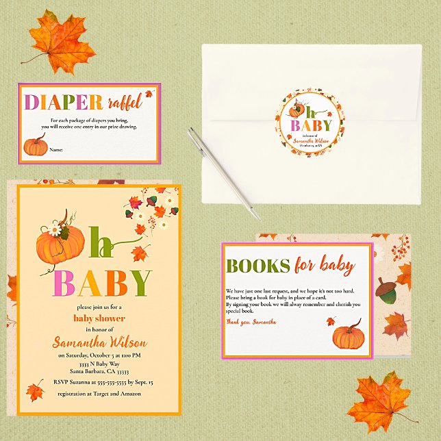 Fall Pumpkin Boy Baby Shower Invitation (Fall Pumpkin Baby Shower Collection. Easy to personalize.)