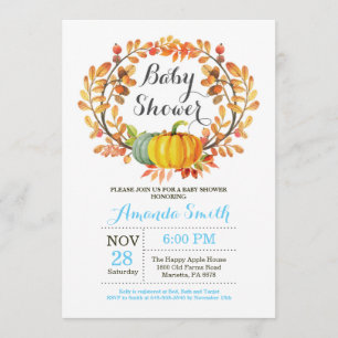 Fall Pumpkin Boy Baby Shower Invitation Card