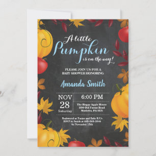 Fall Pumpkin Boy Baby Shower invitation Chalkboar