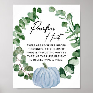 Fall Pumpkin Boy Baby Shower Pacifier Hunt Game Poster