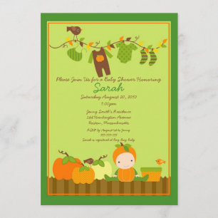 Fall Pumpkin Boy Clothesline Baby Shower Invite