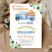 Fall Pumpkin Boy First little blue truck birthday