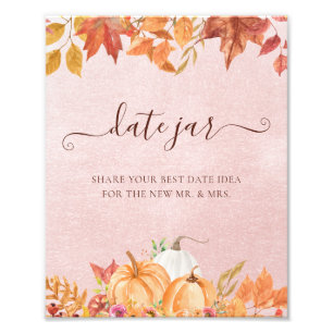 Fall Pumpkin Bridal Date Night Ideas Date Jar Photo Print