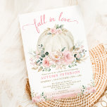 Fall Pumpkin Bridal Shower Blush Pink Flowers Invitation<br><div class="desc">Featuring an elegant composition of a pretty watercolor pumpkin adorned with blush pink florals and greenery, this adorable design is sure to impress Click the "customise further" button if you wish to re-arrange and format the style and placement of the text. Comes with a matching pink & gold stripes backside....</div>
