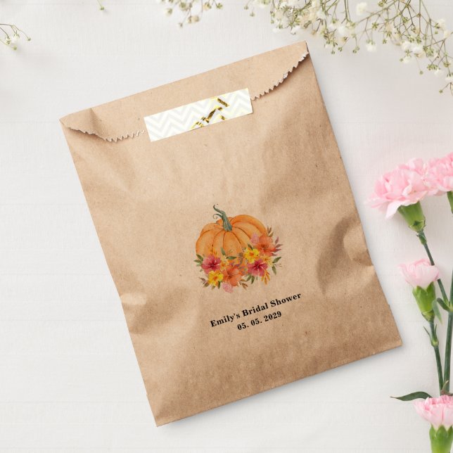 Fall Pumpkin Bridal Shower Kraft Favour Bags (Sealed)