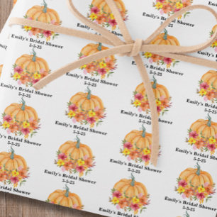 Fall Pumpkin Bridal Shower Wrapping Paper Sheet