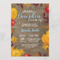 Fall Pumpkin Burlap Boy Baby Shower invitation