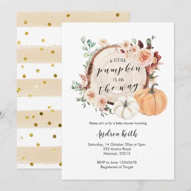 fall pumpkin burnt pumpkin baby shower invitation (Front/Back)