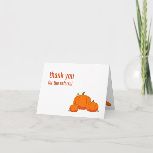 Fall Pumpkin Business Referral Thank You Cards (Front)