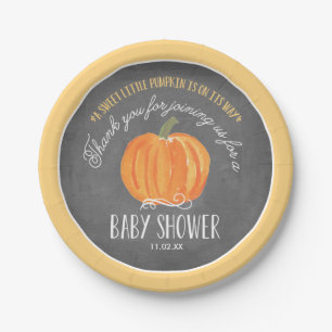 Fall Pumpkin Chalkboard   Baby Shower Paper Plate