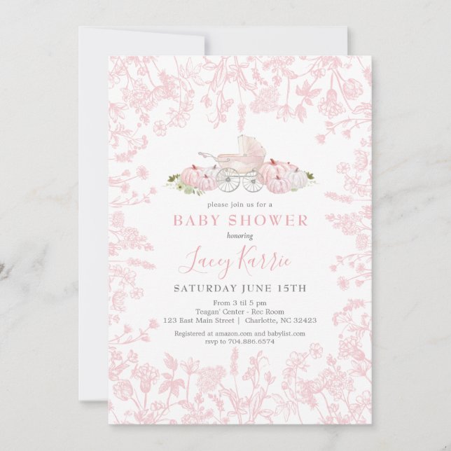 Fall Pumpkin Chinoiserie baby Shower Invitation, Invitation (Front)