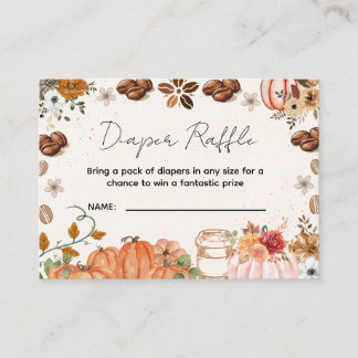 Fall Pumpkin Coffee Diaper Raffle Enclosure Card