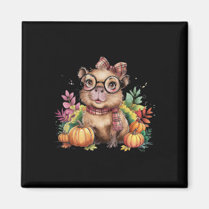 Fall Pumpkin Cute Capybyra Fall Autumn Thanksgivin Magnet