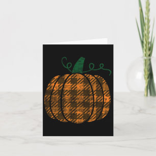 Fall Pumpkin Cute Thanksgiving Autumn Buffalo Plai Card