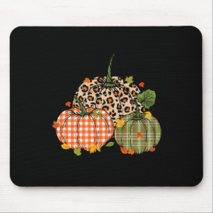 Fall Pumpkin Cute Thanksgiving Autumn Buffalo Plai Mouse Mat